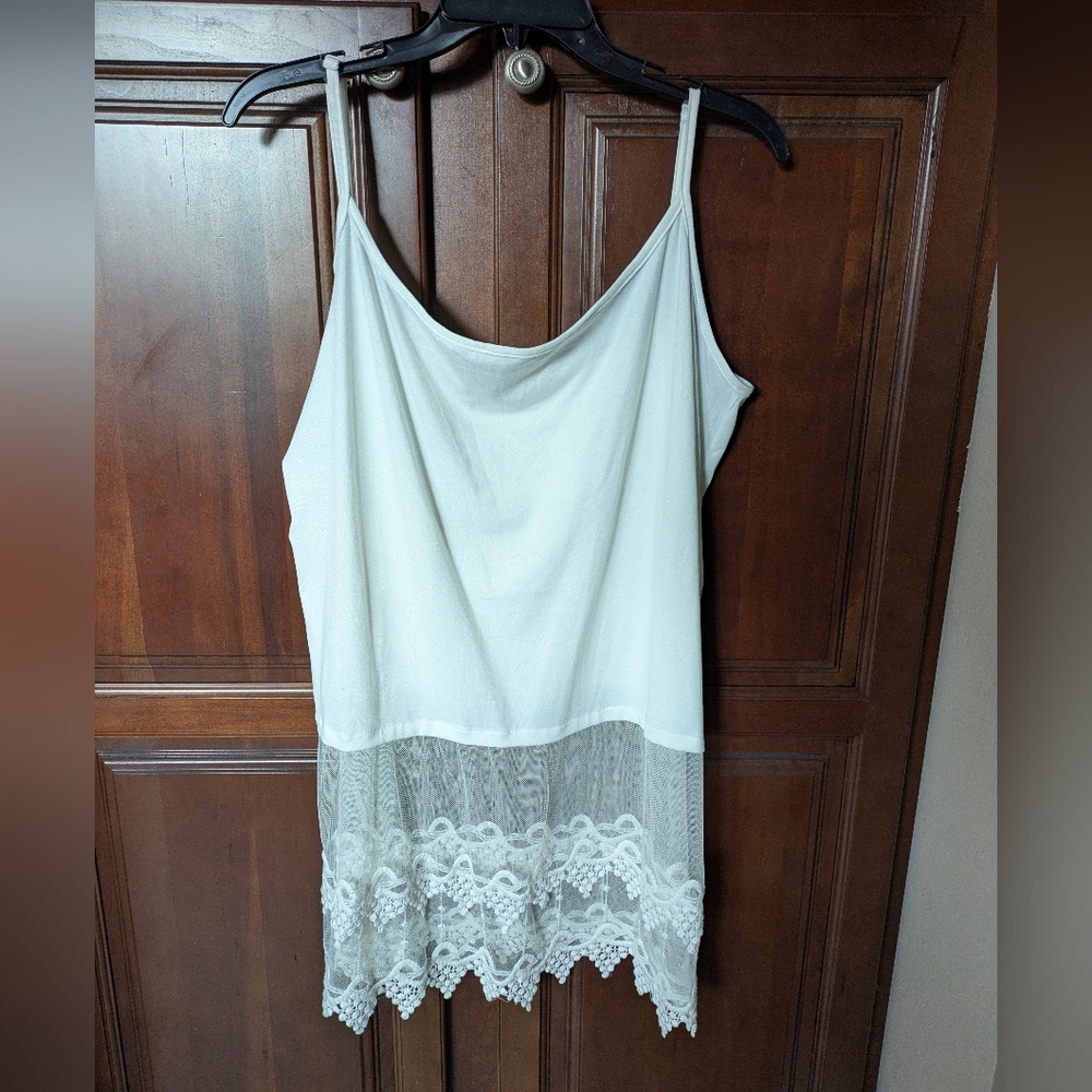 White Lace Trim Cami Top